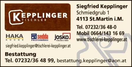 Print-Anzeige von: Kepplinger, Siegfried, Tischler