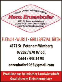 Print-Anzeige von: Enzenhofer, Johann, Fleischerei
