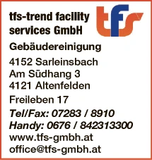 Print-Anzeige von: tfs - trend facility services Gm, Gebäudereinigung
