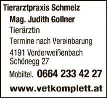 Print-Anzeige von: Tierarztpraxis Judith Schmelz Print-Anzeige von: Tierarztpraxis Judith Schmelz