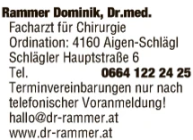 Print-Anzeige von: Rammer, Dominik, Dr.med., FA f Chirurgie