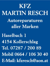 Print-Anzeige von: Resch Martin, Kfz Werkstatt