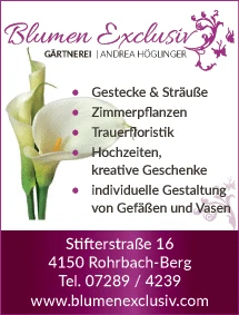 Print-Anzeige von: Leitner-Höglinger OG, Gärtnereien Print-Anzeige von: Leitner-Höglinger OG, Gärtnereien