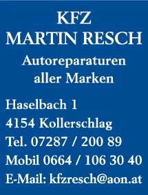 Print-Anzeige von: Resch Martin, Kfz Werkstatt Print-Anzeige von: Resch Martin, Kfz Werkstatt