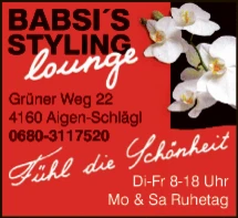 Print-Anzeige von: Sigl, Barbara, Babsi\u0027s Styling Lounge, Friseur