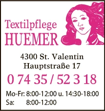 Print-Anzeige von: Huemer V & Co KG, Textilreinigung