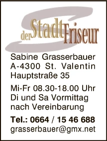 Print-Anzeige von: Der Stadt Friseur, Grasserbauer Sabine Print-Anzeige von: Der Stadt Friseur, Grasserbauer Sabine