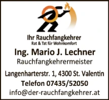 Print-Anzeige von: Mario Lechner, Bezirksrauchfangkehrermeister