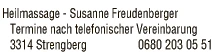 Print-Anzeige von: Freudenberger, Susanne, Heilmasseurin