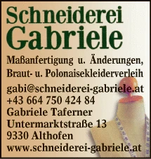 Print-Anzeige von: Taferner, Gabriele, Schneiderei