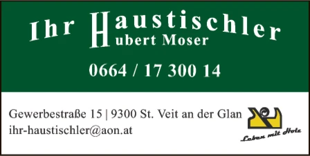 Print-Anzeige von: Moser, Hubert, Tischler