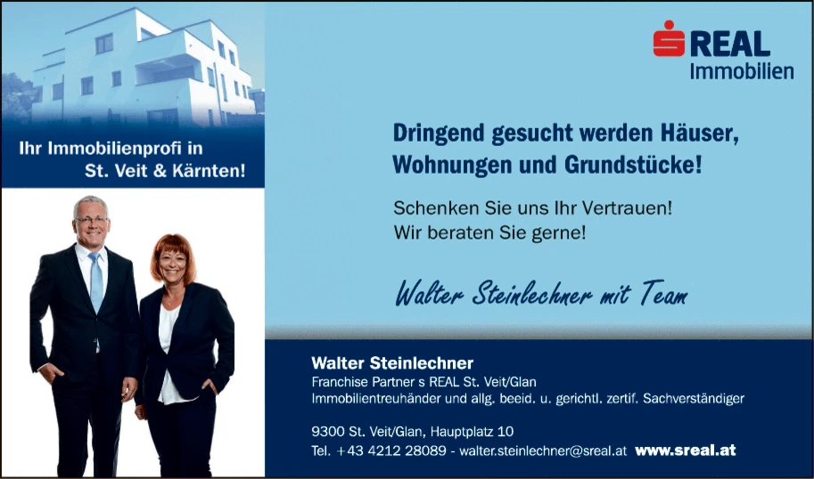 Print-Anzeige von: Steinlechner, Walter, Immobilien