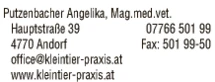 Print-Anzeige von: Putzenbacher, Angelika, Mag.med.vet., Tierärzte