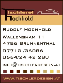 Print-Anzeige von: Hochhold, Rudolf, Tischlerei