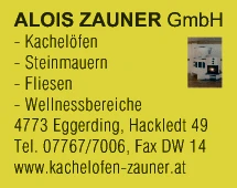 Print-Anzeige von: Zauner Alois GmbH, Hafnermeister