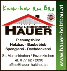 Print-Anzeige von: Hauer Zimmerei GmbH Print-Anzeige von: Hauer Zimmerei GmbH