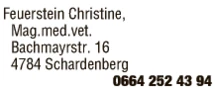 Print-Anzeige von: Feuerstein, Christine, Mag.med.vet., Tierärztin