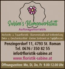 Print-Anzeige von: Stadlmair, Sabine, Floristin