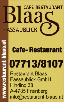 Print-Anzeige von: Blaas Passaublick GmbH, Café, Restaurant