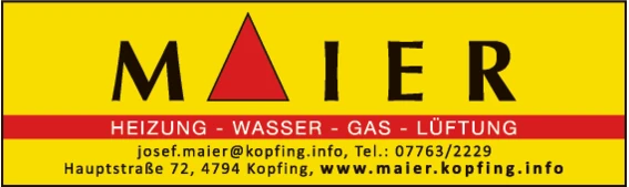 Print-Anzeige von: Maier Installationen Josef GesmbH & Co KG Print-Anzeige von: Maier Installationen Josef GesmbH & Co KG