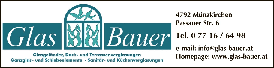 Print-Anzeige von: Glas Bauer GmbH, Glasereien