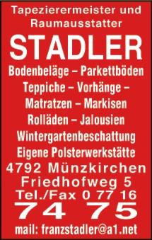 Print-Anzeige von: Stadler, Franz, Raumausstattung
