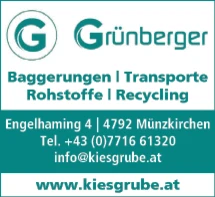 Print-Anzeige von: Grünberger Matthias GmbH, Baggerunternehmen
