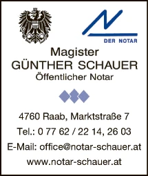Print-Anzeige von: Schauer, Günther, Mag., Öff. Notar