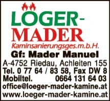Print-Anzeige von: Löger-Mader Kaminsanierung GesmbH