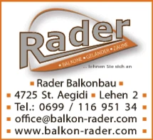 Print-Anzeige von: Rader, Alfred, Balkon-, Loggien- u Terrassenverbauer