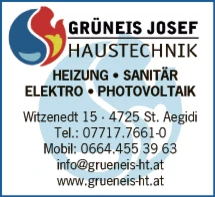 Print-Anzeige von: Grüneis, Josef, Heizungstechnik