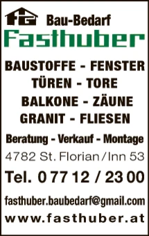 Print-Anzeige von: Fasthuber GesmbH, Bauwarenhandel