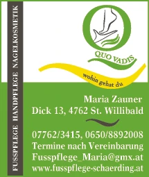 Print-Anzeige von: Zauner, Maria, Fusspflege