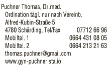 Print-Anzeige von: Puchner, Thomas, Dr.med., FA f. Frauenheilkunde u. Geburtshilfe