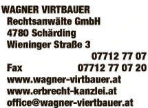 Print-Anzeige von: WAGNER VIRTBAUER Rechtsanwälte GmbH, Rechtsanwalt