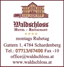 Print-Anzeige von: Waldschloss GmbH, Hotel-Restaurant