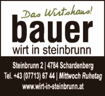 Print-Anzeige von: Gasthaus Bauer GmbH & Co KG, Gastgewerbe - Gasthöfe