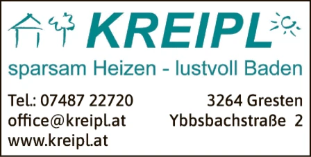 Print-Anzeige von: Kreipl GesmbH, Gas-Wasser-Heizung, Ölfeuerungen