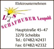 Print-Anzeige von: Schafhuber, Leopold, Elektrounternehmen