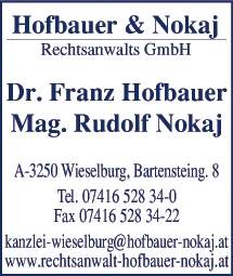Print-Anzeige von: Hofbauer & Nokaj Rechtsanwalts GmbH, Rechtsanwalt