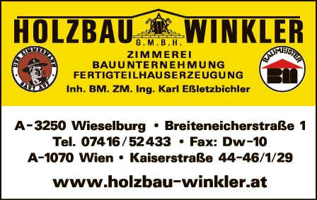 Print-Anzeige von: Holzbau Winkler GmbH, Holzbau