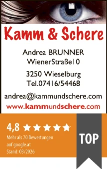 Print-Anzeige von: Brunner, Andrea, Frisiersalon Kamm & Schere