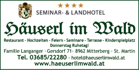 Print-Anzeige von: Häuserl im Wald, Hotels Print-Anzeige von: Häuserl im Wald, Hotels