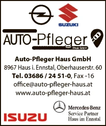 Print-Anzeige von: Auto Pfleger Haus GmbH, Autohaus