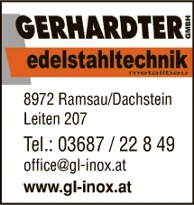 Print-Anzeige von: Gerhardter Edelstahltechnik GmbH, Edelstahlverarbeitung