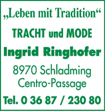 Print-Anzeige von: Ringhofer Ingrid GesmbH, Mode Print-Anzeige von: Ringhofer Ingrid GesmbH, Mode