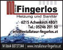 Print-Anzeige von: Fingerlos, Bernhard, Installationsunternehmen