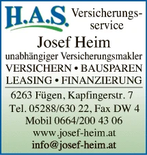 Print-Anzeige von: Heim Josef KG, Versicherungsmakler Print-Anzeige von: Heim Josef KG, Versicherungsmakler