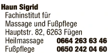 Print-Anzeige von: Fußpflegefachinstitut Haun Sigrid KG Print-Anzeige von: Fußpflegefachinstitut Haun Sigrid KG