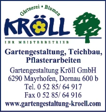 Print-Anzeige von: Kröll, Helmut, Gärtnerei